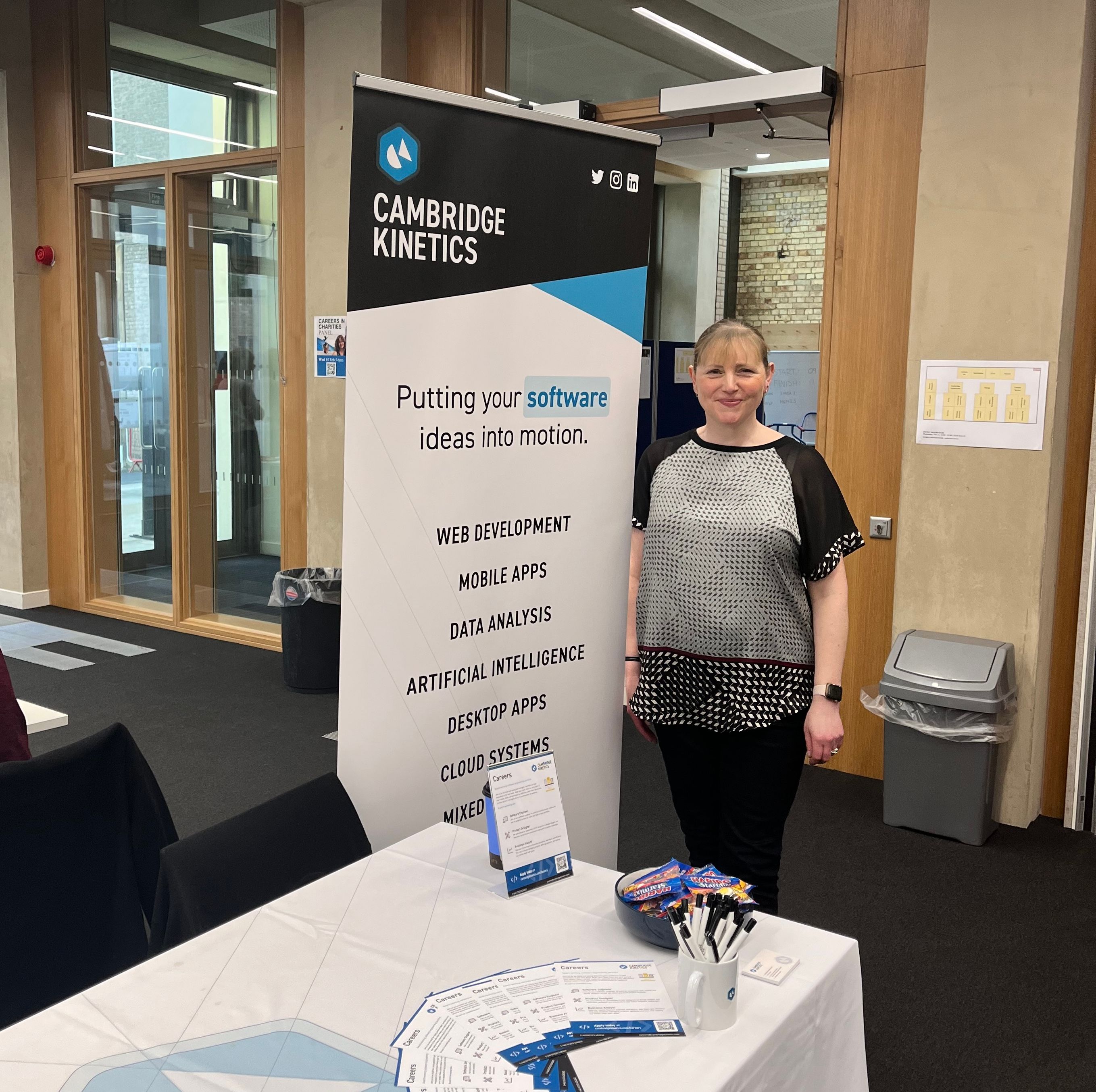 Sarah at the University of Cambridge careers fair