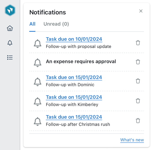 Receive automated reminders when a task is due
