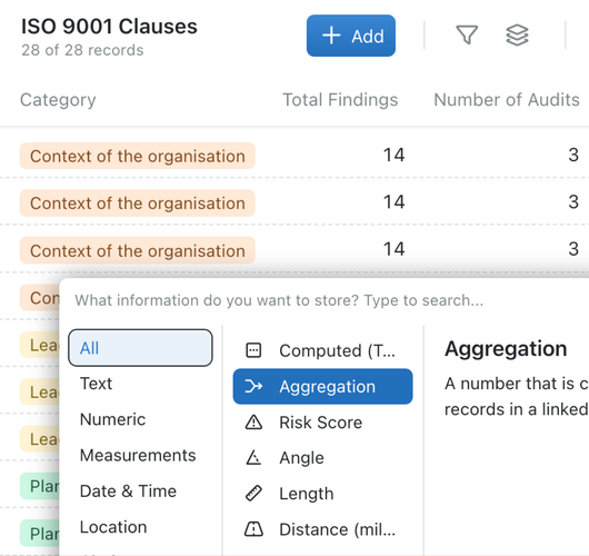 Perform calculations on linked records with aggregations