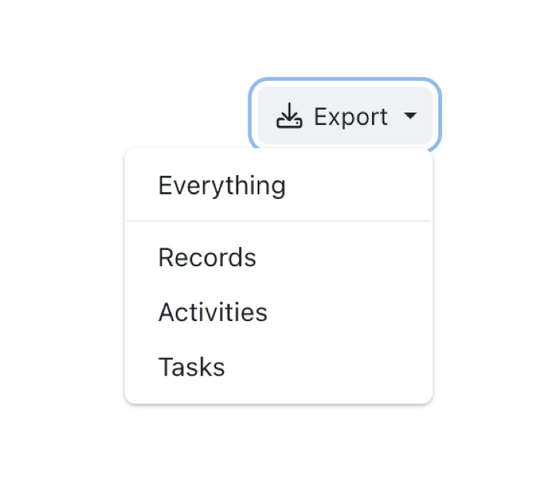 Export your tasks and activities in a few clicks
