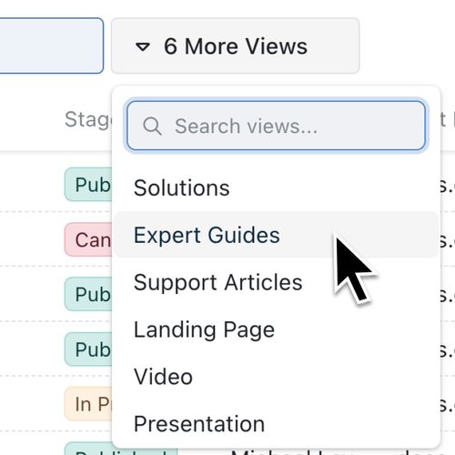 Find your views faster with smart dropdowns
