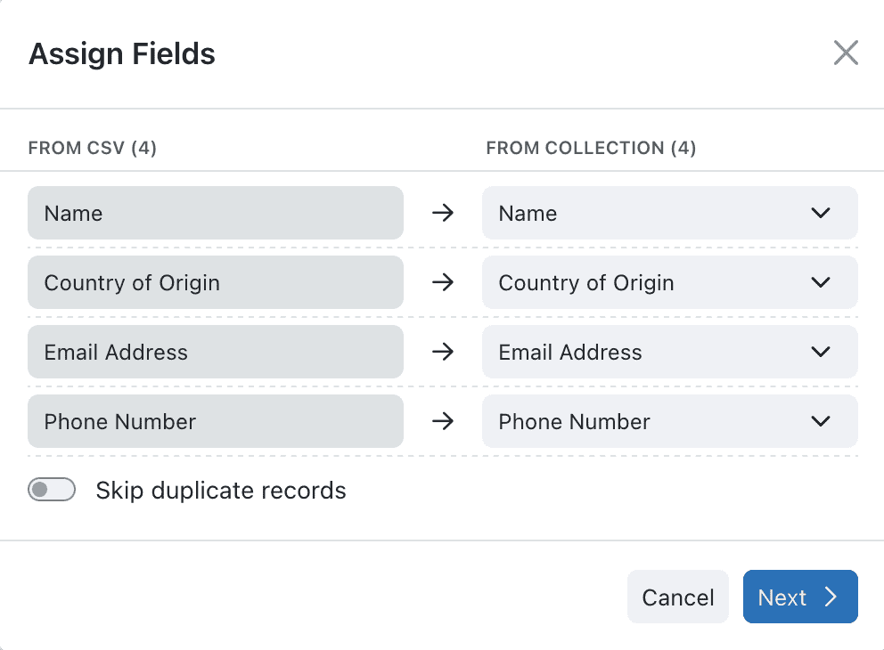 Import/Export Page