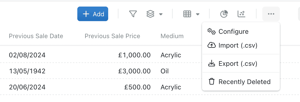 Import/Export Page