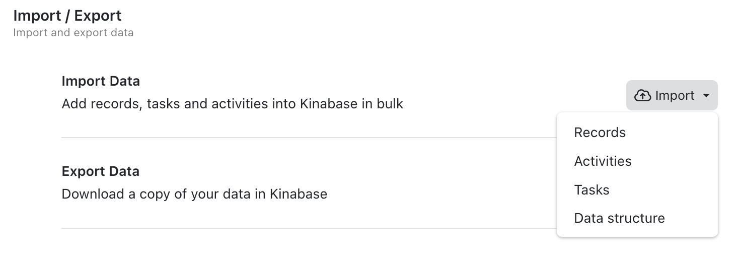 Import/Export Page