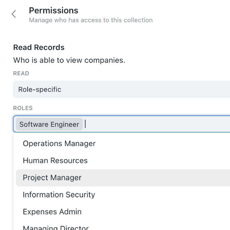 Control access to information using permissions