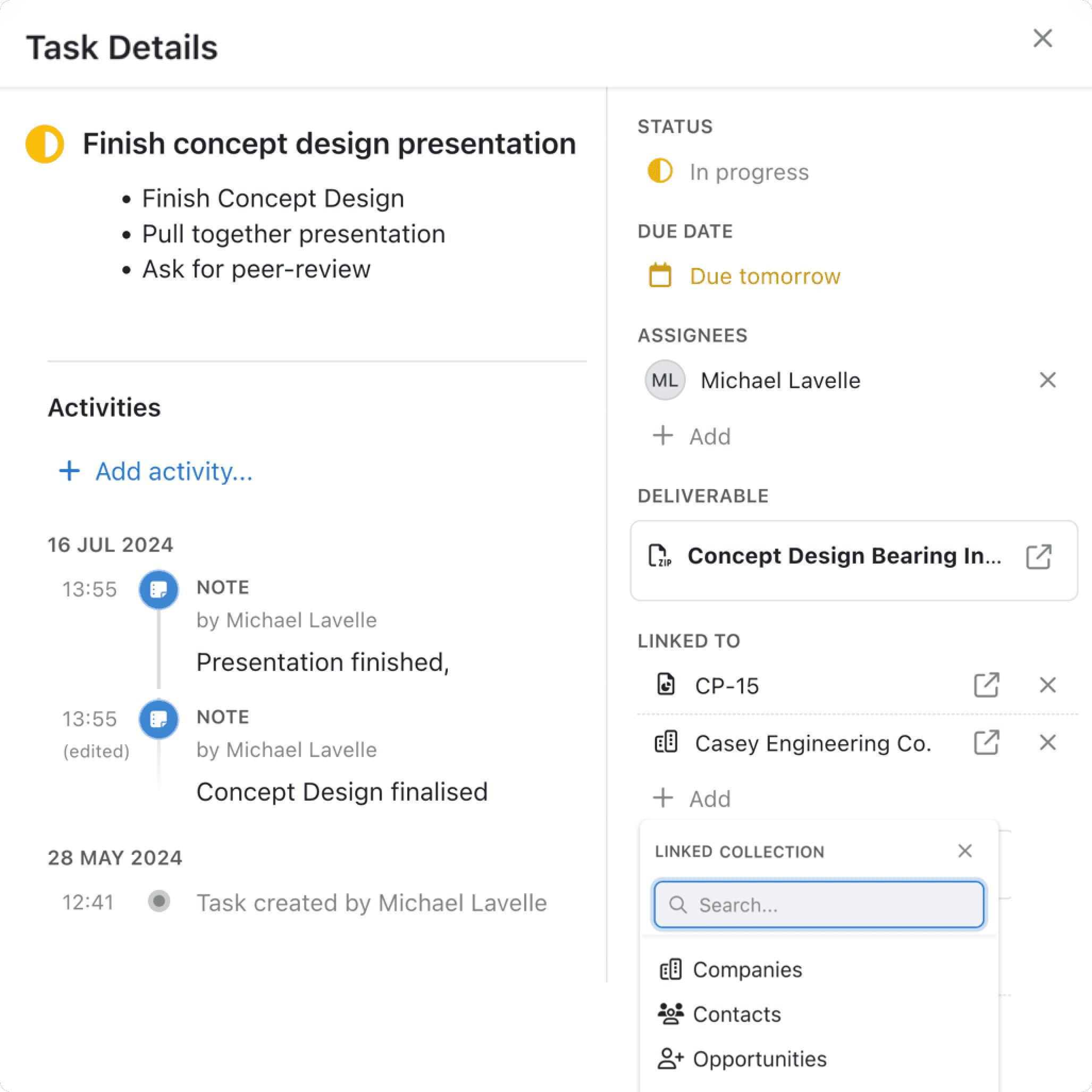 Collaborate better with task activities, links, and more