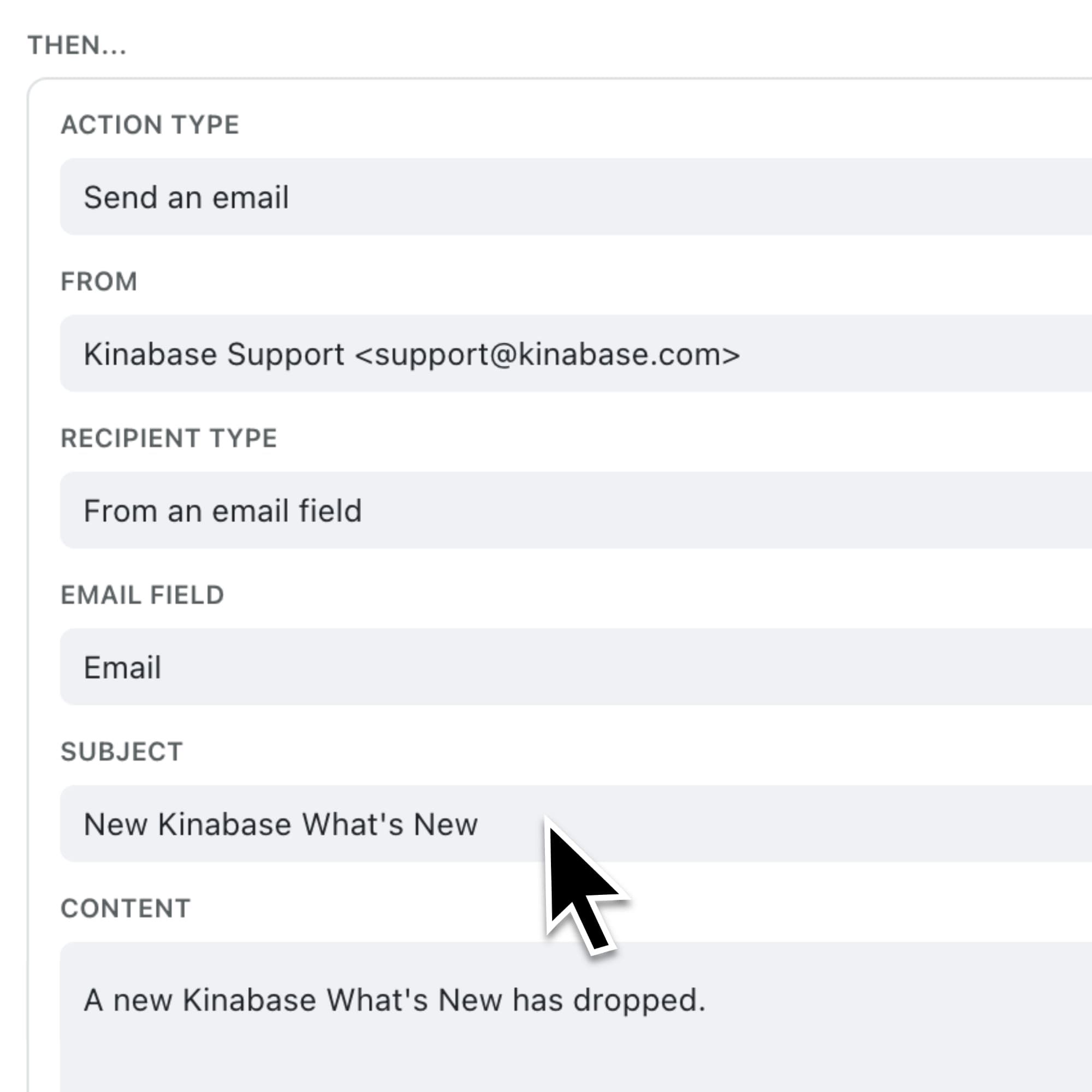 Send emails automatically from Kinabase