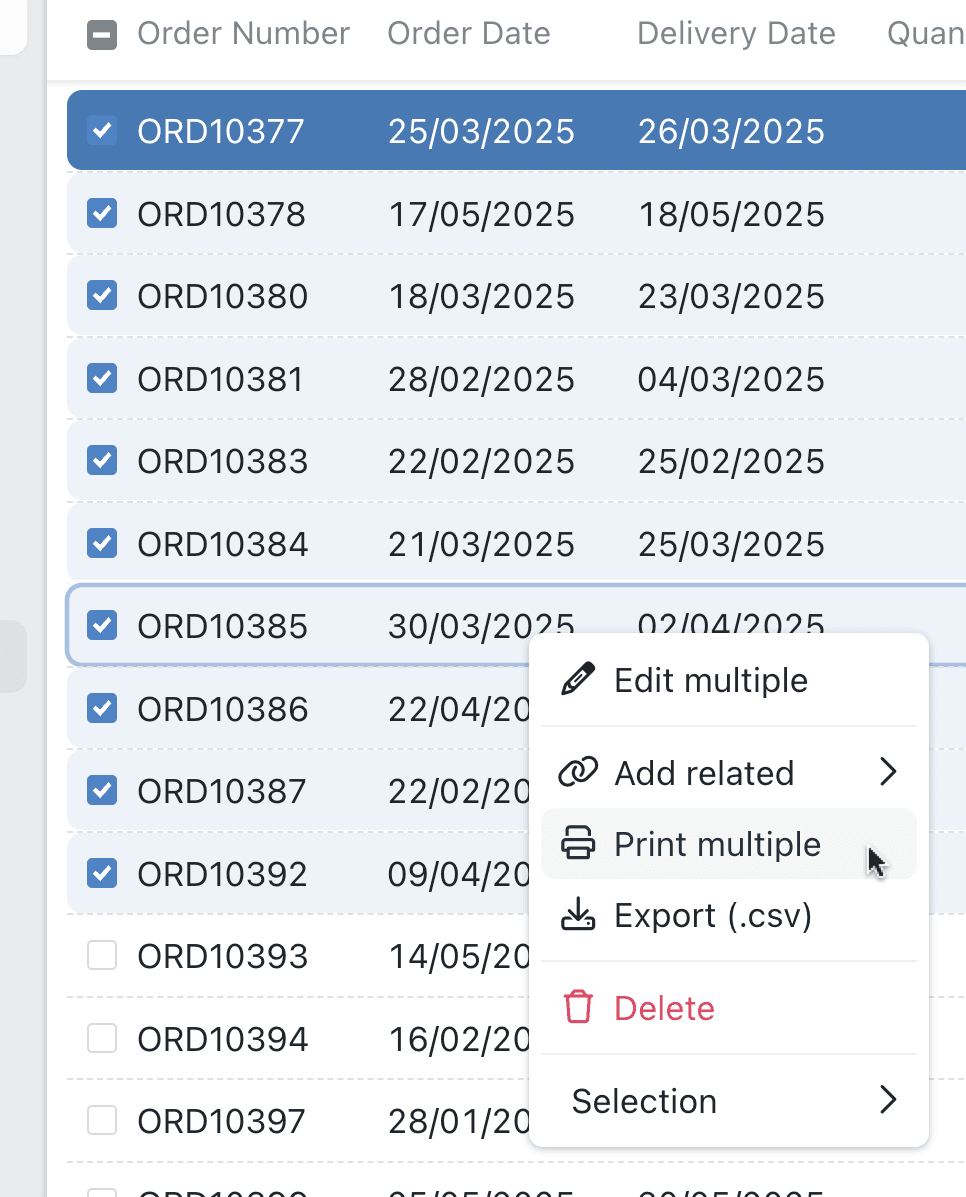 Print records in bulk from any collection