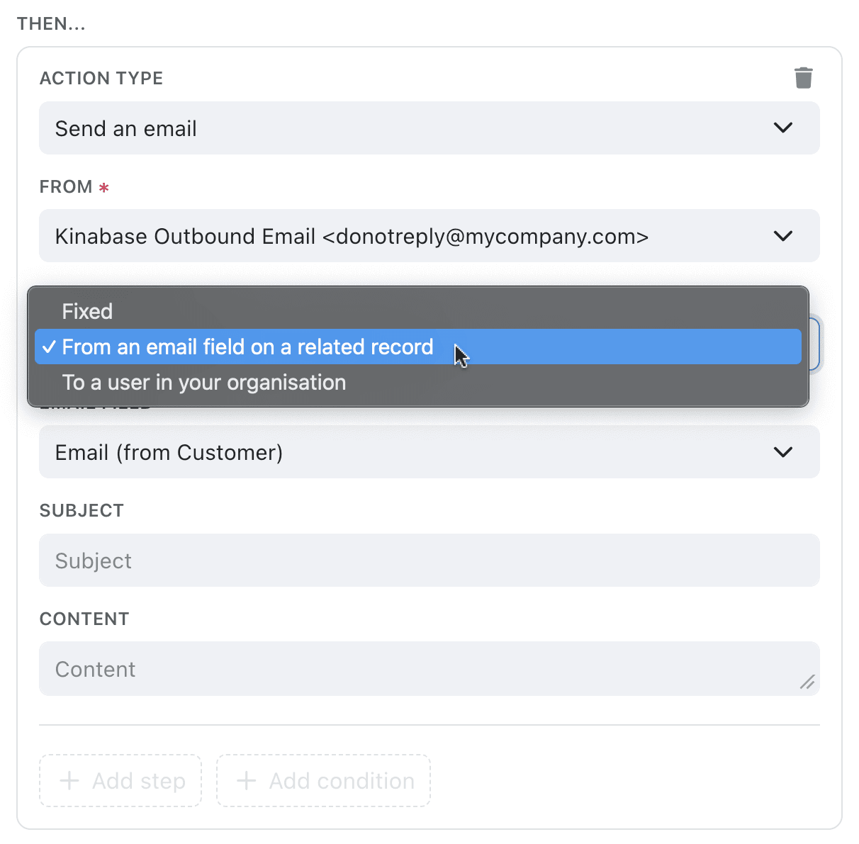 Send automation emails to contacts on related records
