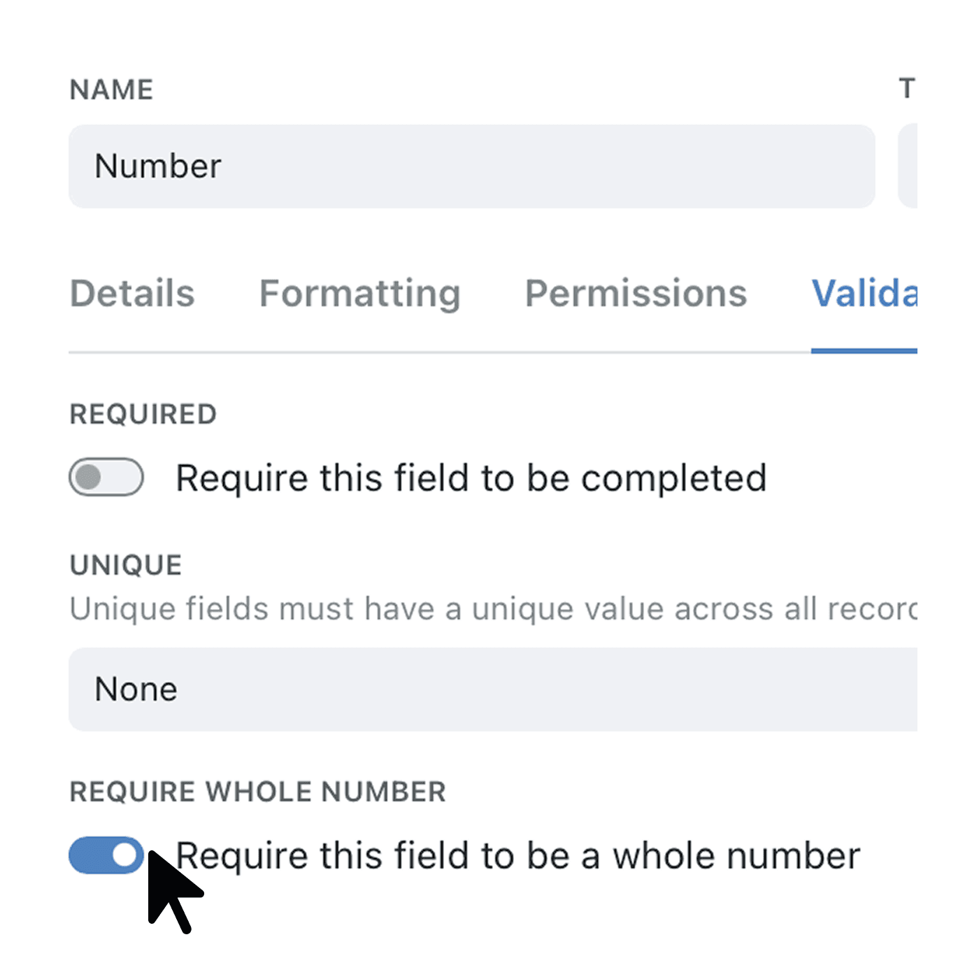 Require whole numbers with new integer validation