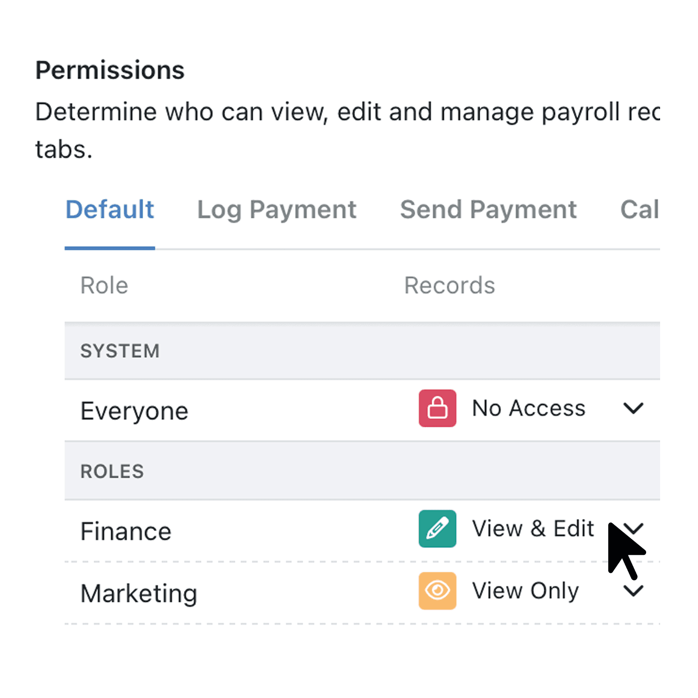 Control view visibility with role-based permissions