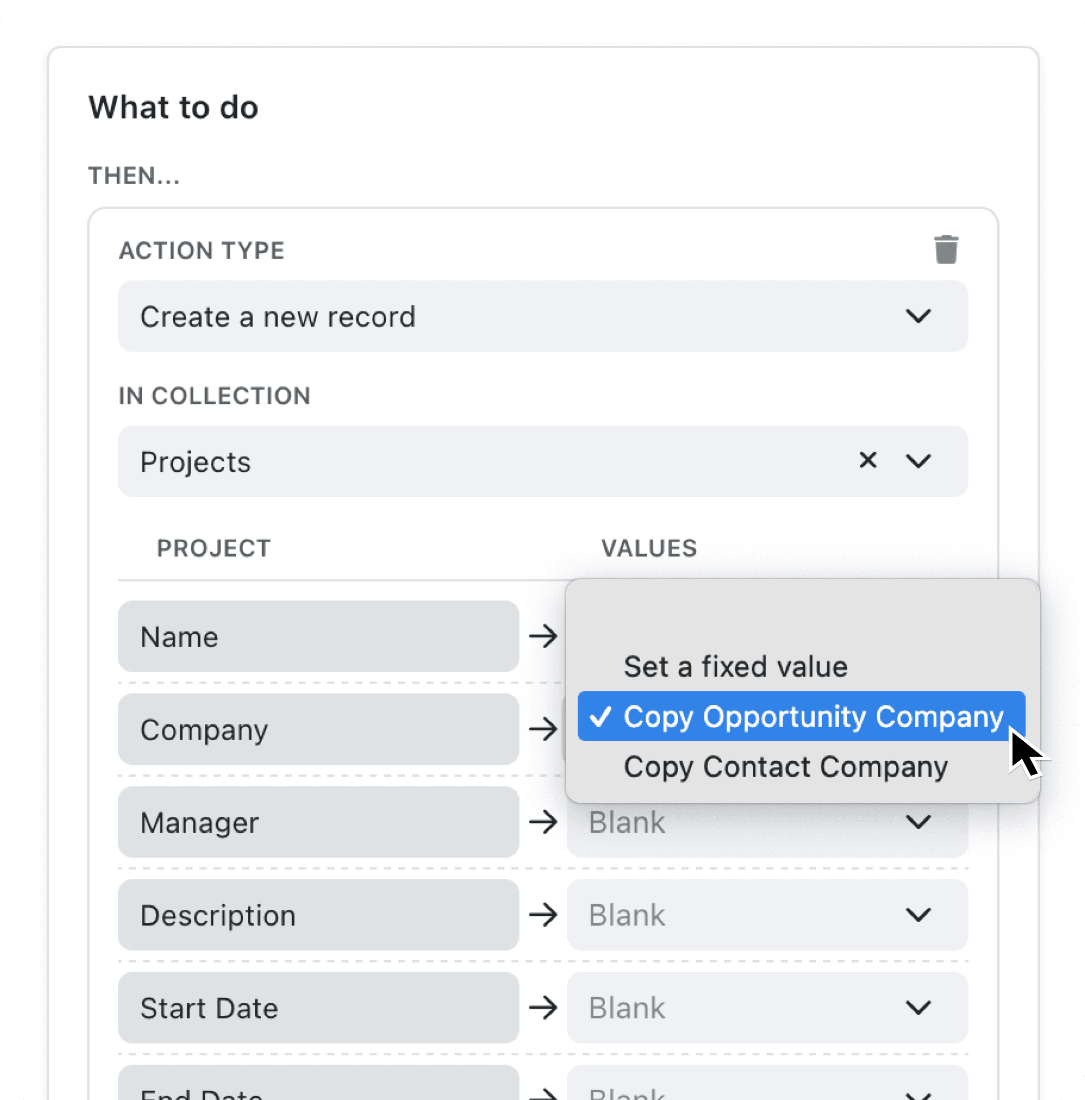 Easily use parent record values in automations