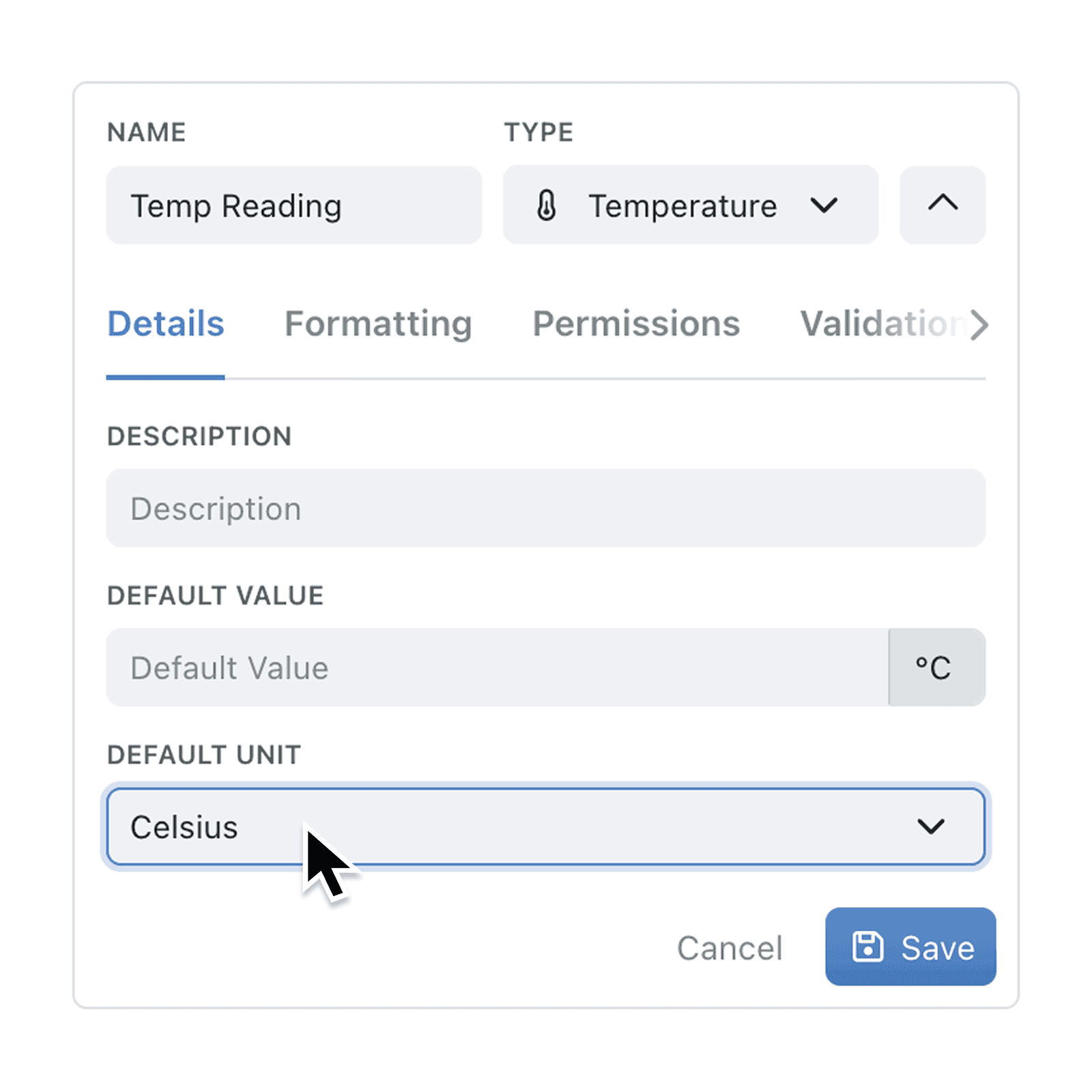 Track temperatures precisely with the new temperature field