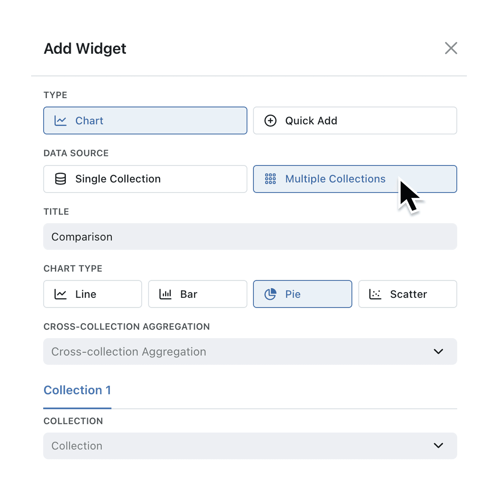 Visualise multiple collections in one chart