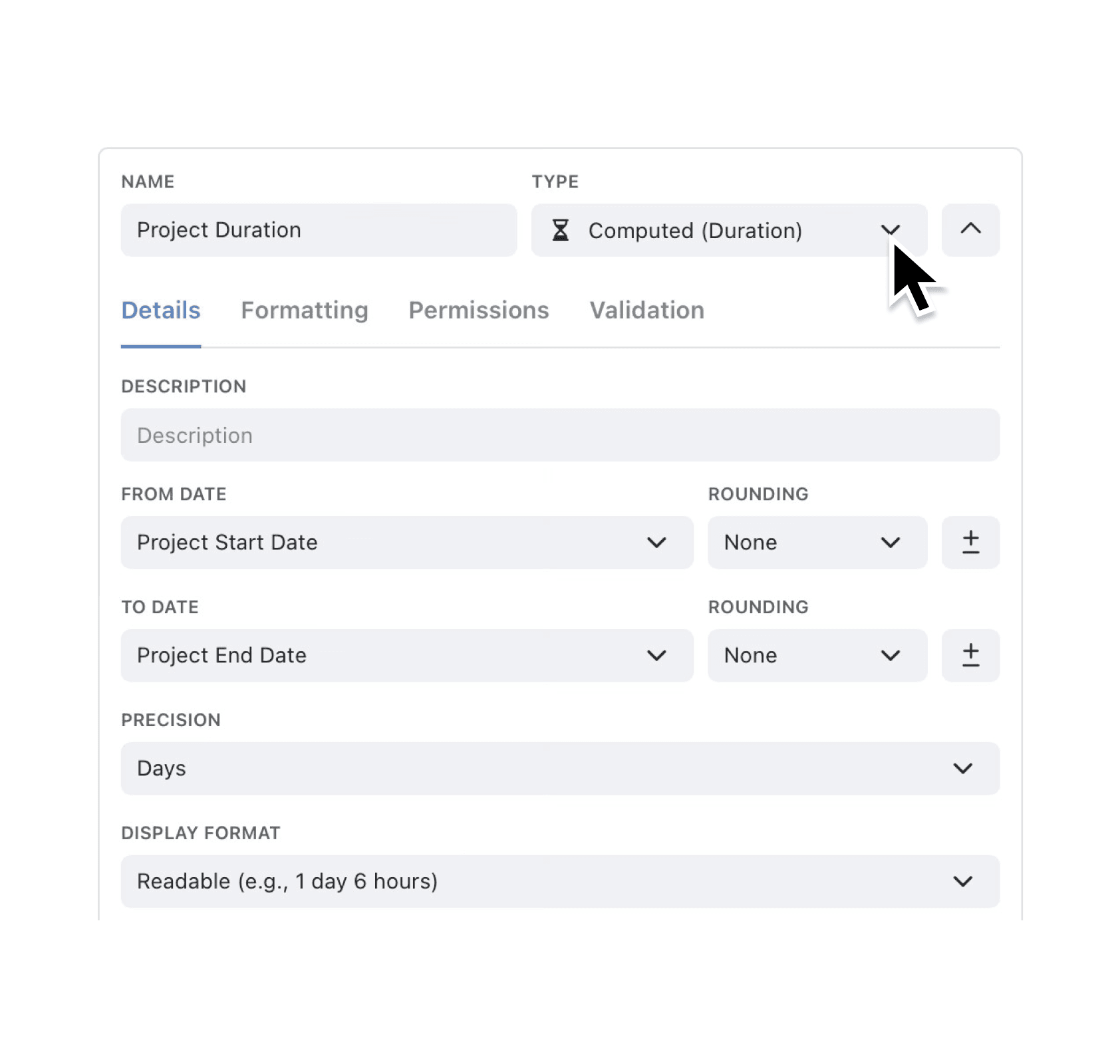 Calculate time gaps automatically with Computed Duration fields