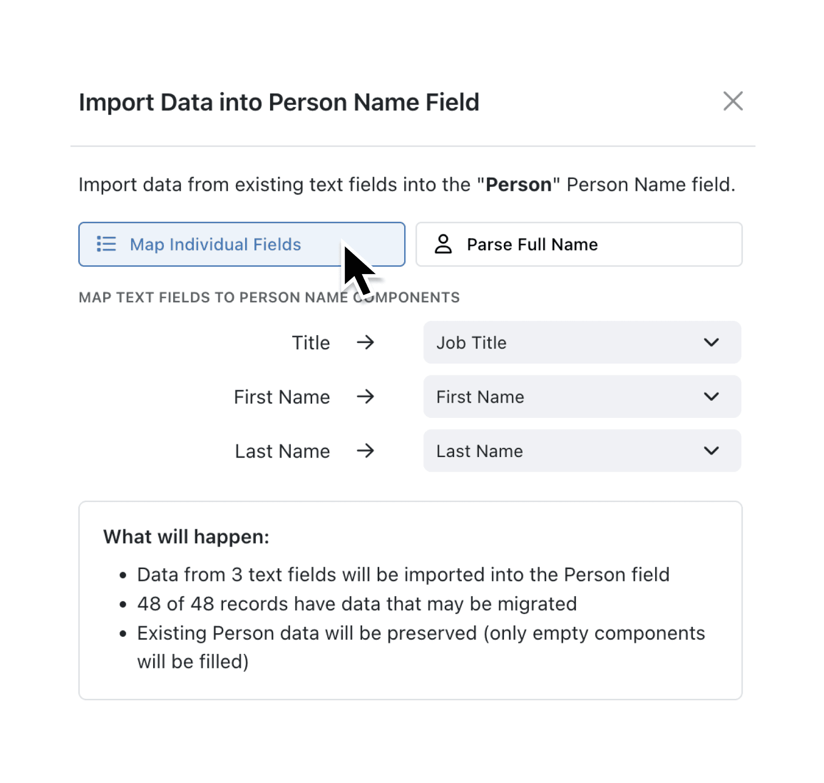 Store and import names with the new Person Name field