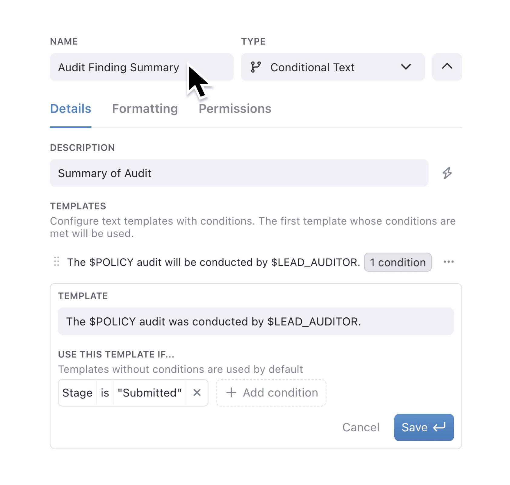 Generate dynamic text with the new Conditional Text field