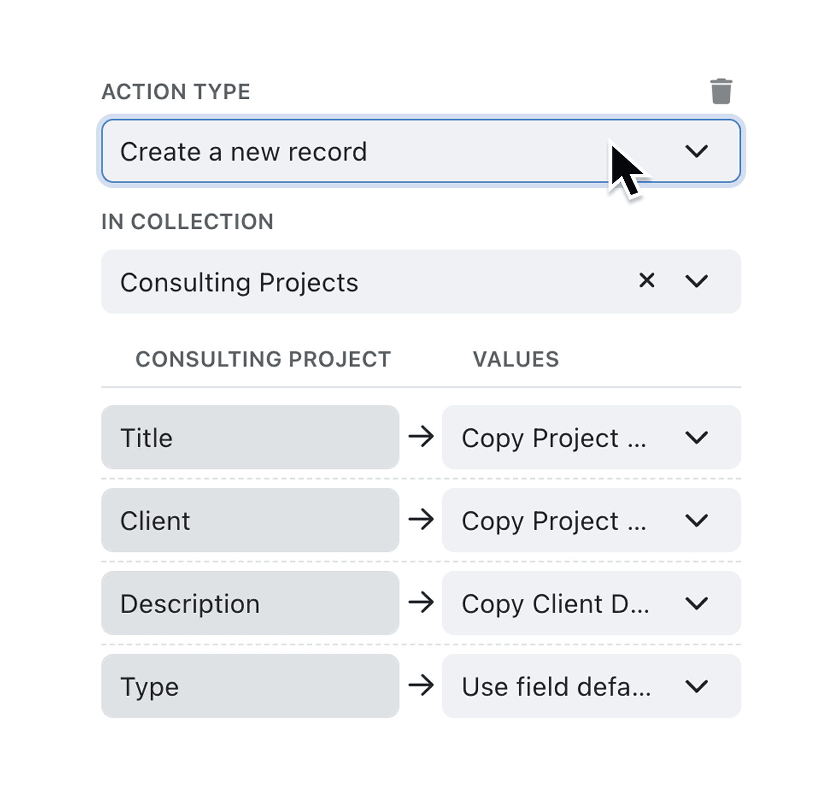 Automate subrecord creation with the expanded create record step