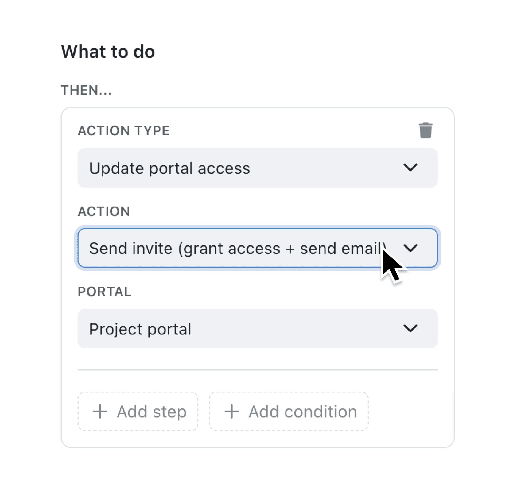 Automate portal access with invite, grant, and revoke actions
