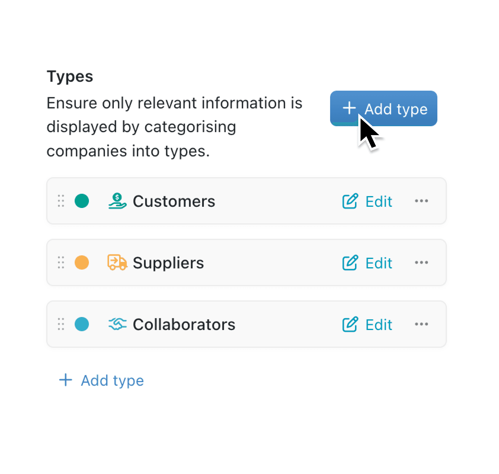 Identify record types at a glance with colours and icons