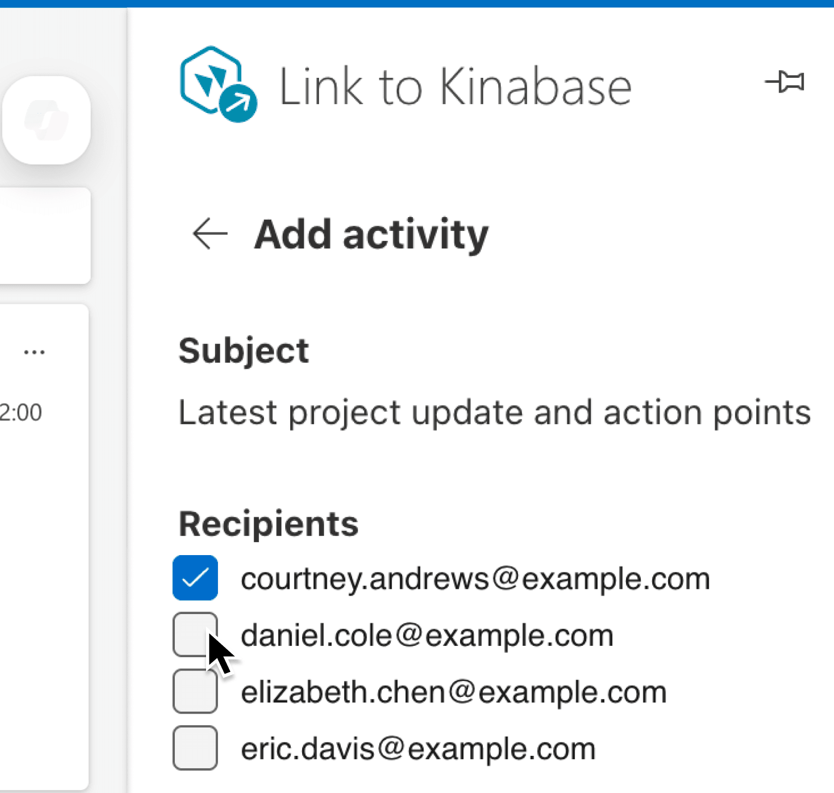 Choose which recipients to link when logging Outlook emails