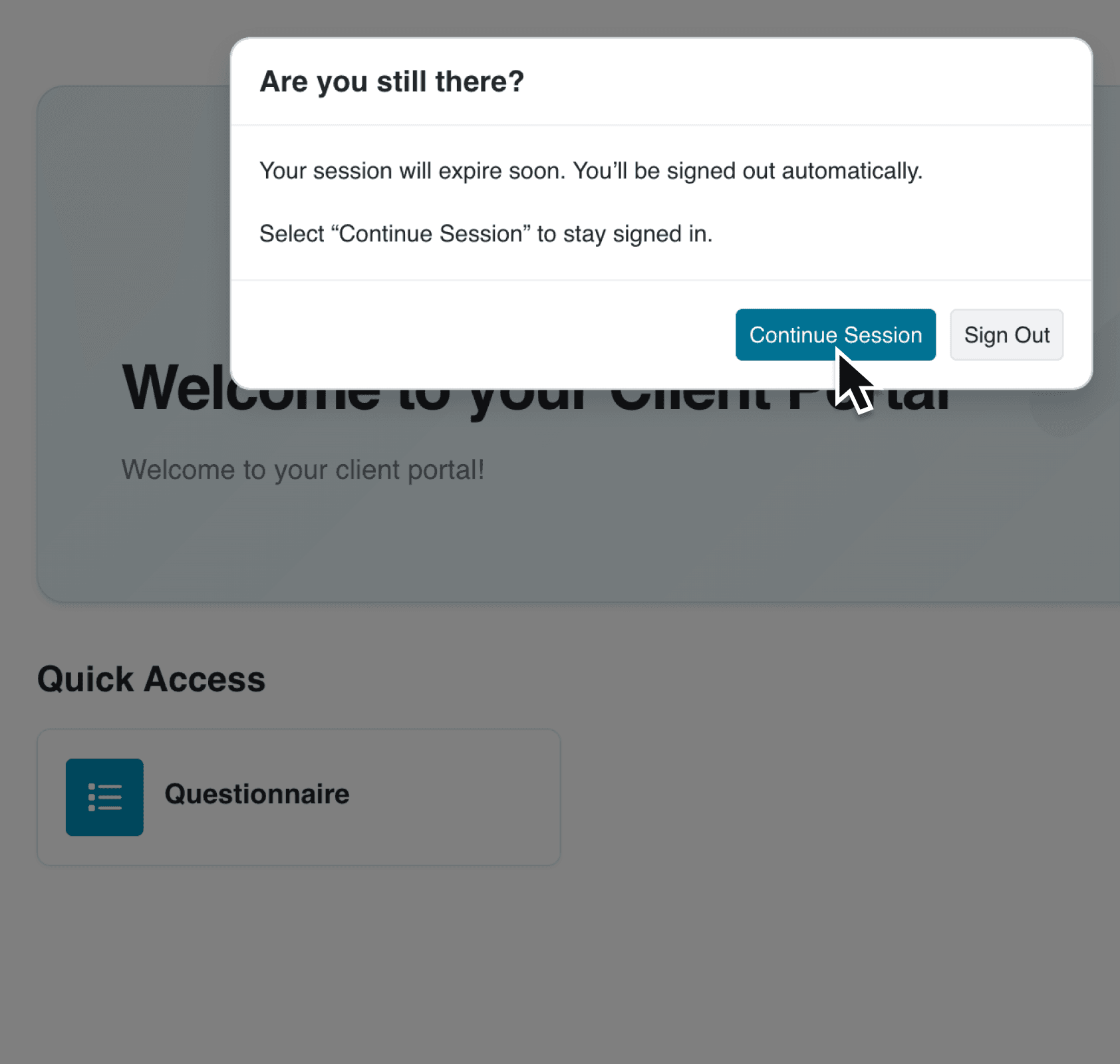 Control portal session security with configurable inactivity timeouts