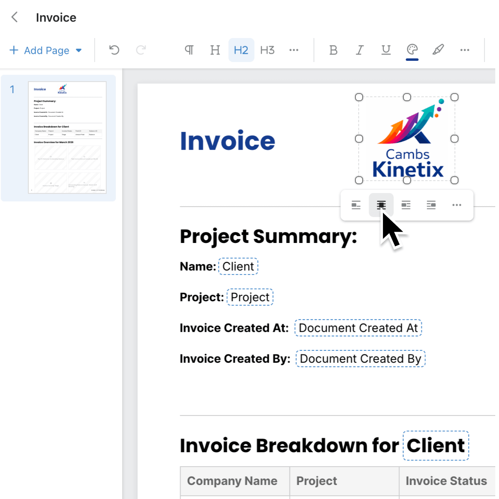 Position document elements precisely with arrow key nudging