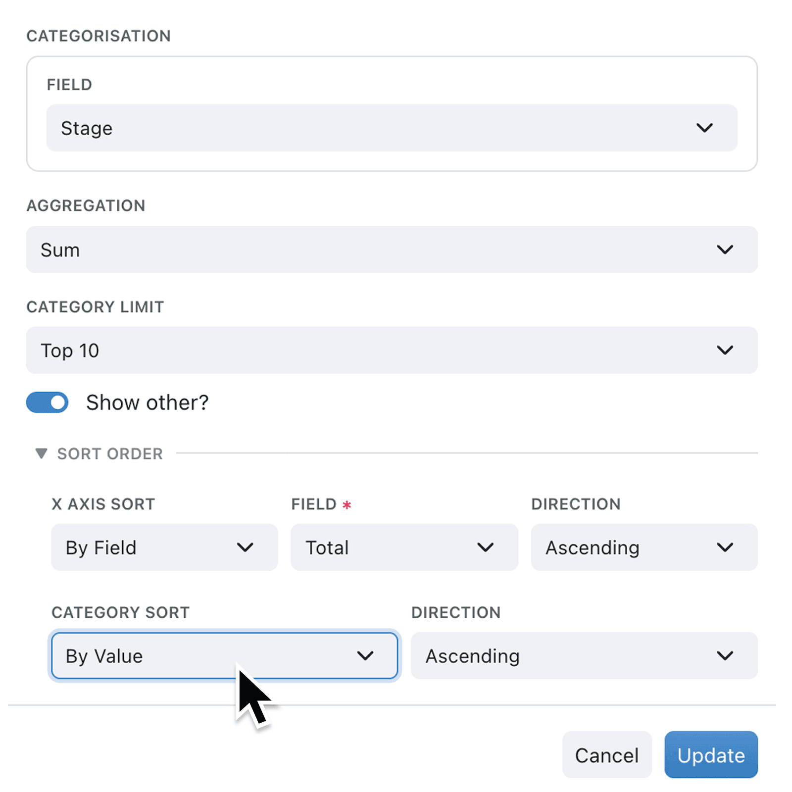 Control how your charts are sorted with custom axis ordering