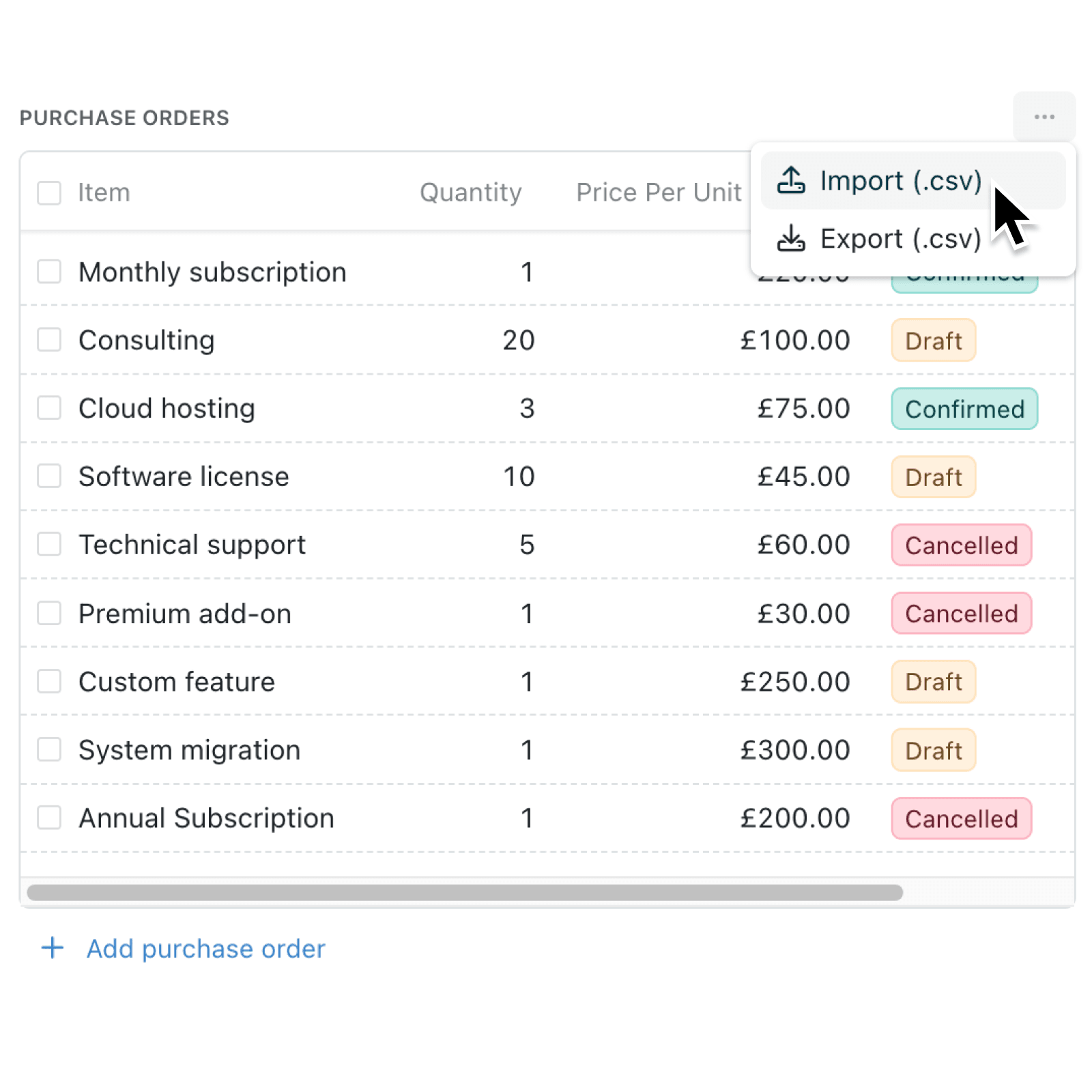 Import and export linked lists from any parent record