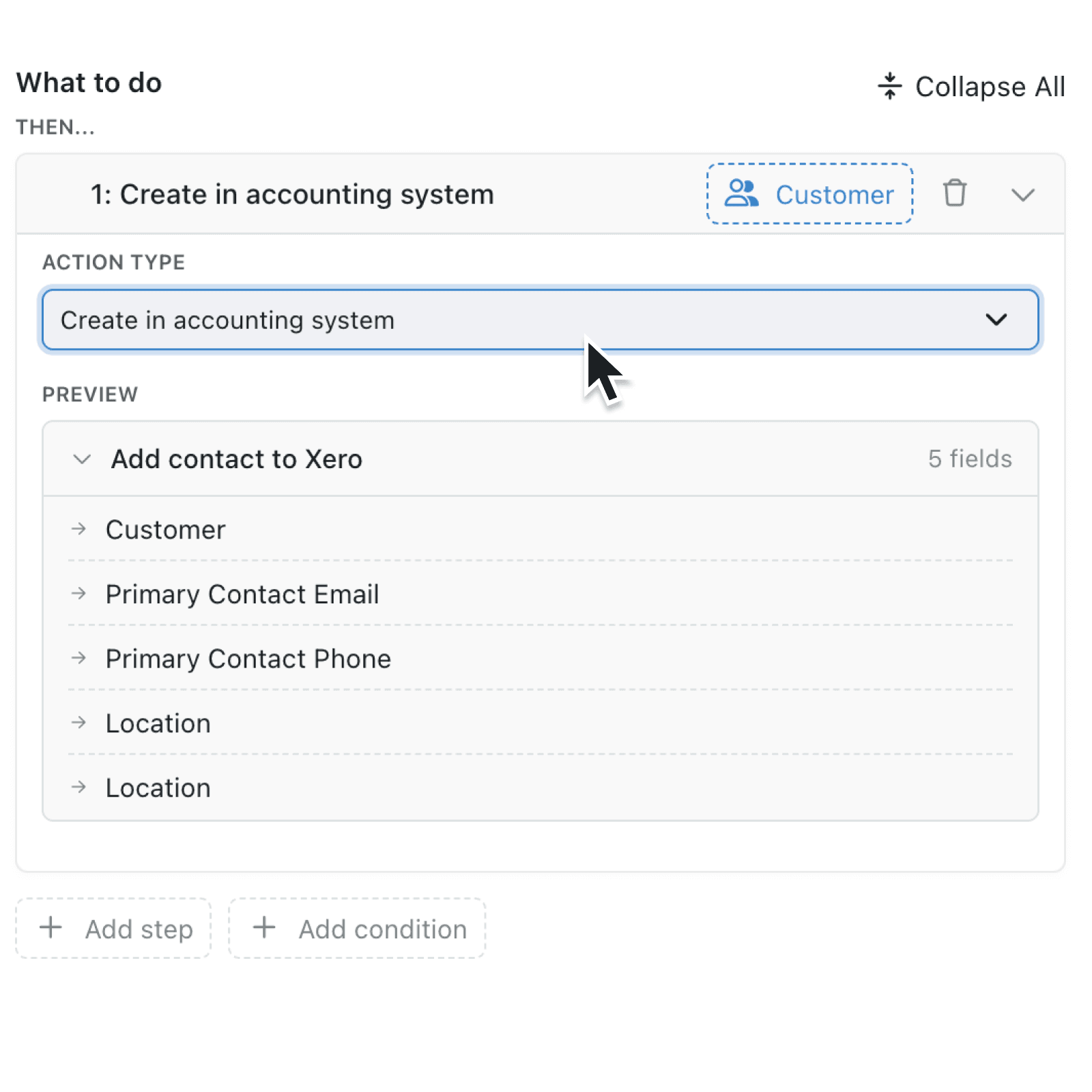 Automatically create and link accounting records with automations