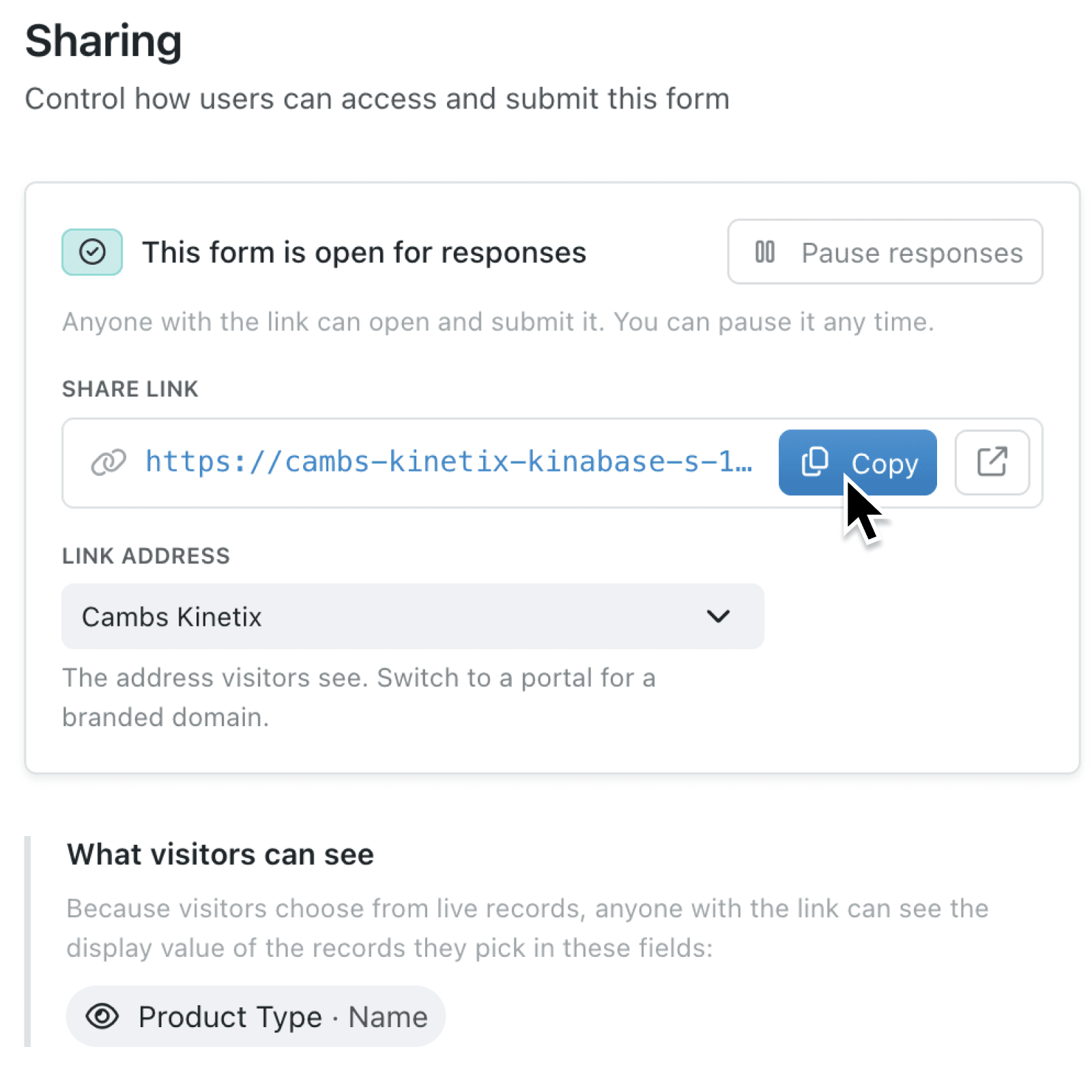 Share forms securely with public links and portals