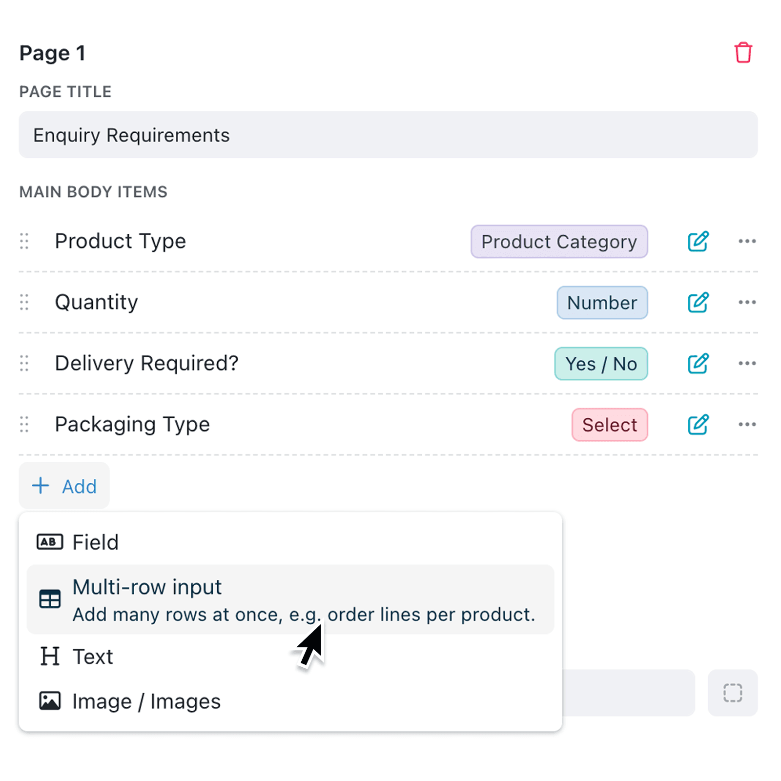 Capture complex bulk entries in one guided form