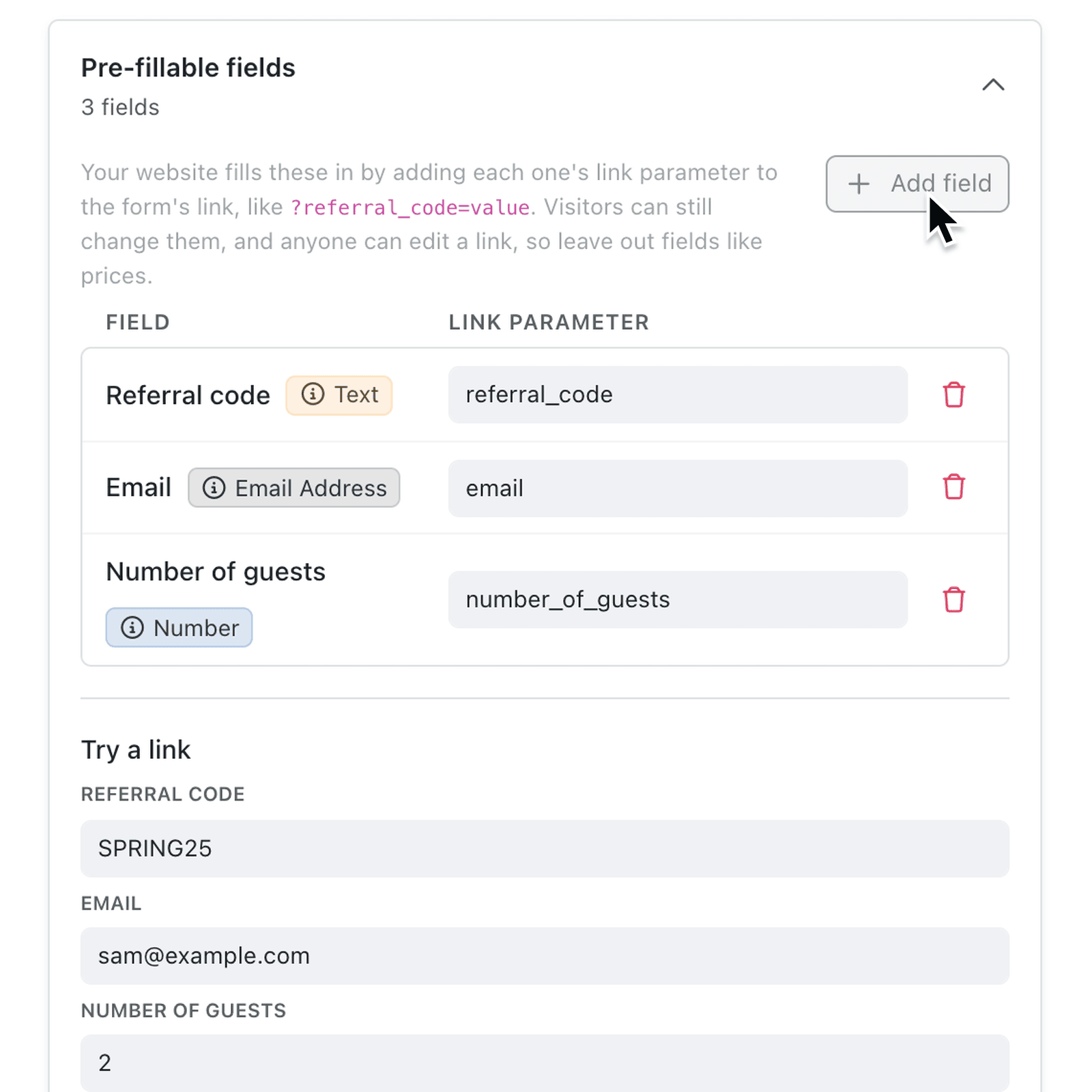 Fill in shared form answers from the link