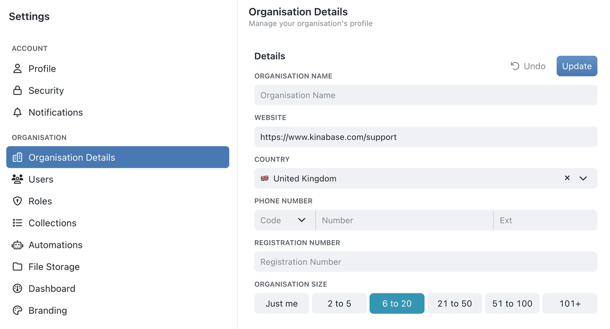 Organisation Data Set Set Up Your Organisation - Kinabase