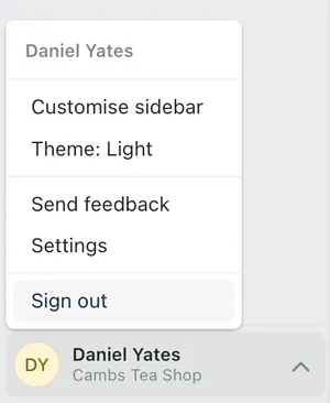 Sign out button location