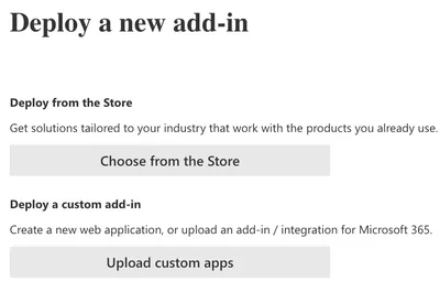 Upload custom apps button