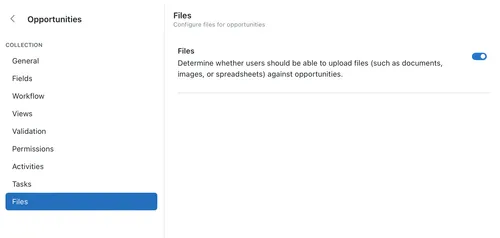 Enabling file storage in the collection configuration page