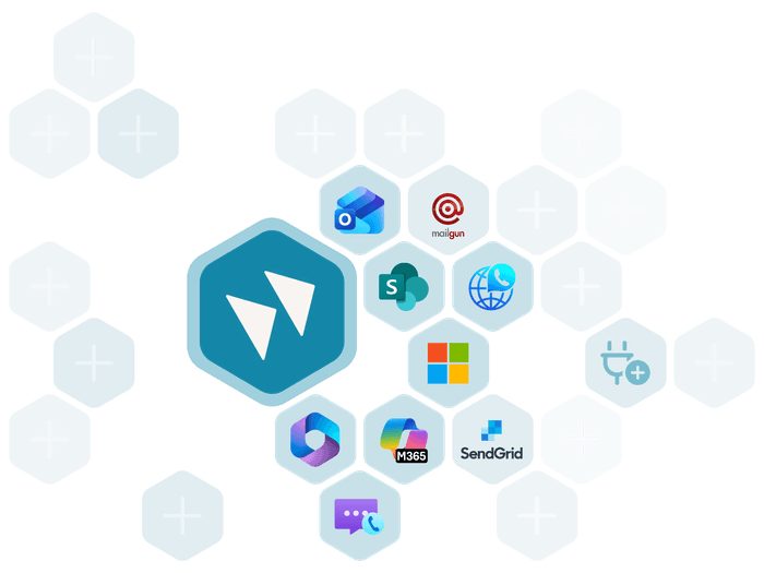Integration logo grid around Kinabase
